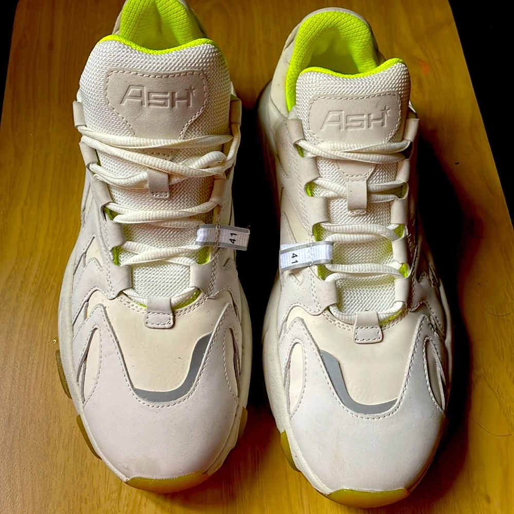 ASH fashion sneakers- White with lime green trim! So CUTE! Matches everything!